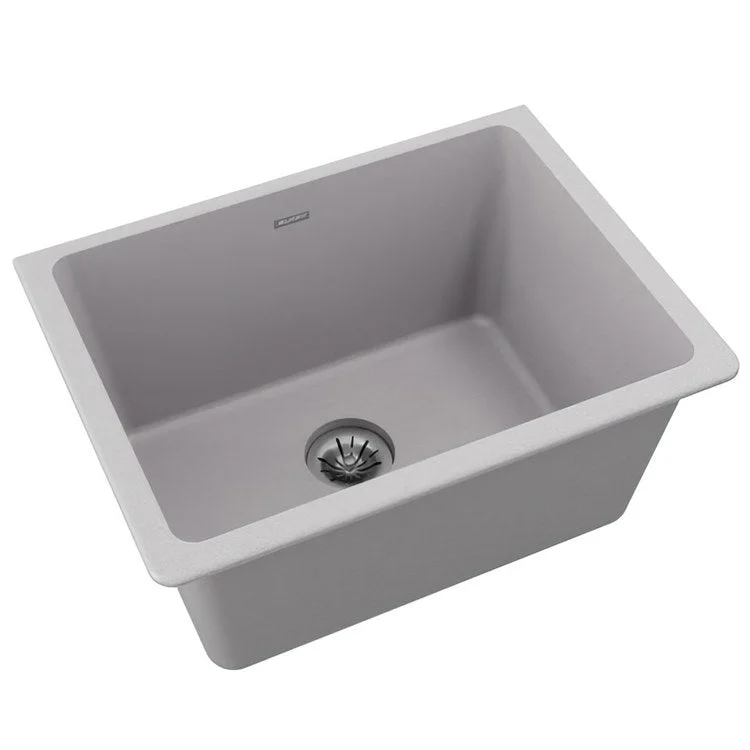 large kitchen sink sizes-Laundry Sink Quartz Classic 25 x 18.5 Inch Single Bowl with Perfect Drain Greystone Undermount