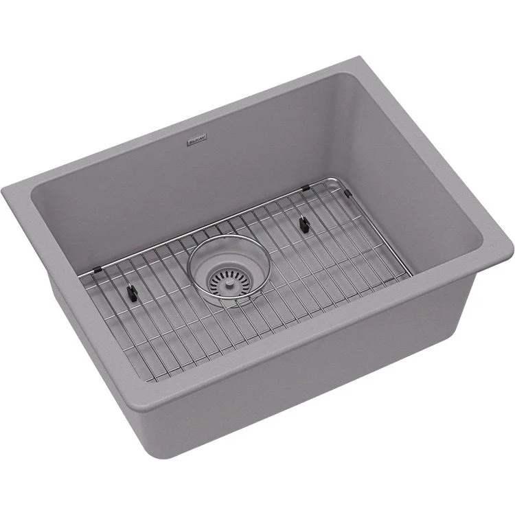 kitchen sink basin silicone-Sink Kit Quartz Classic 24.625 x 18.5 Inch Single Bowl Greystone Bottom Grid Drain Cleaning Kit