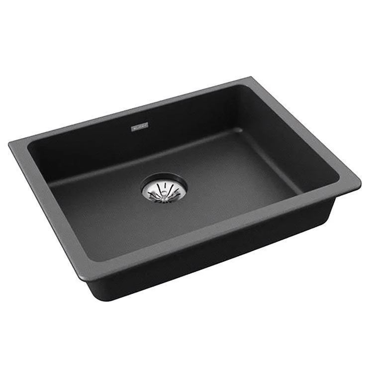 top mount kitchen sink replacement-Kitchen Sink Quartz Classic 25 x 18.5 Inch Single Bowl with Perfect Drain ADA Black Undermount Rectangle Drain Location Rear Center Depth 5-1/2 Inch