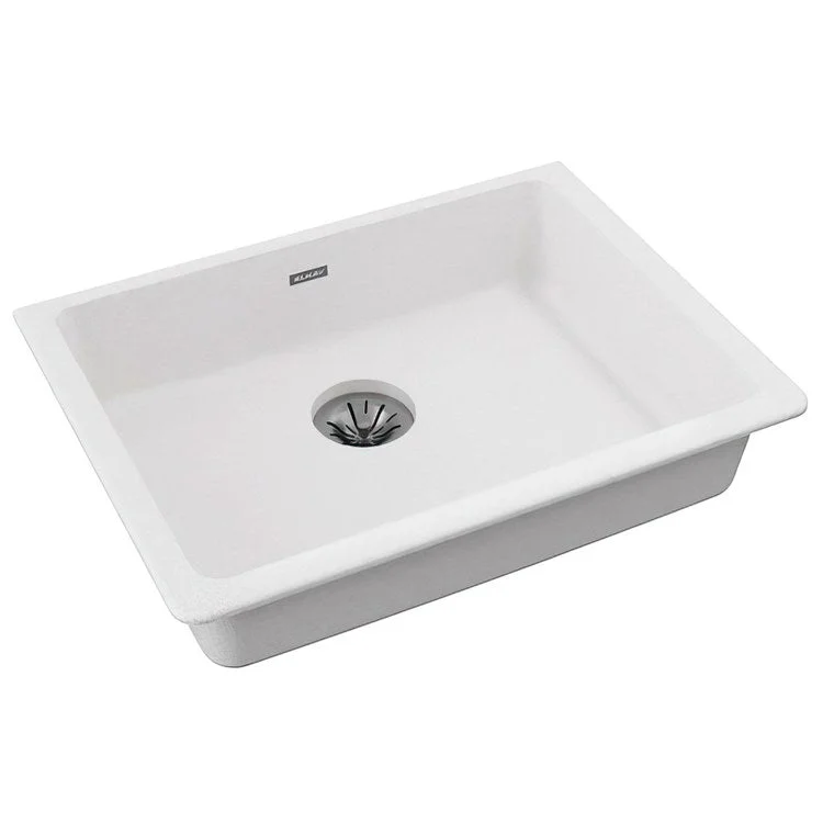 kitchen sink basin angle-Kitchen Sink Quartz Classic 25 x 18.5 Inch Single Bowl Perfect Drain ADA White Undermount Rectangle Drain Location Rear Center Depth 5-1/2 Inch Naturally Sound Deadening Superior Heat Scratch Fade and Stain Resistance