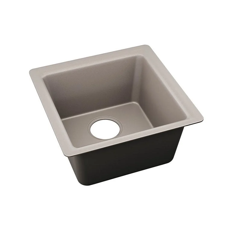 kitchen sink basin ceramic-Bar Sink Quartz Luxe 15 x 15 Inch 1 Bowl Silvermist Drop-In Undermount