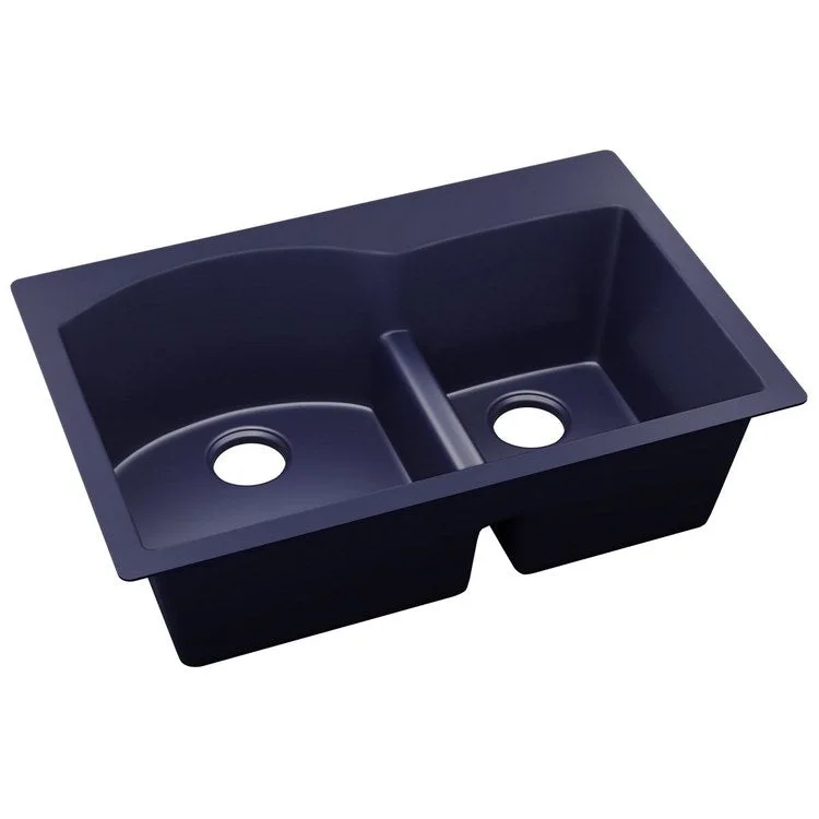 kitchen sink pipe replacement-Kitchen Sink Quartz Luxe 33 x 22 Inch Double Bowl Offset 60/40 Aqua Divide Jubilee Drop-In