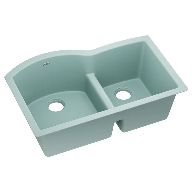 kitchen sink faucet slate-Kitchen Sink Quartz Luxe 33 x 22 Inch Double Bowl Offset 60/40 Aqua Divide Mint Creme Undermount