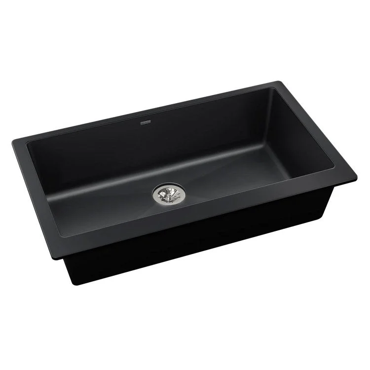 kitchen sink faucet marble-Kitchen Sink Quartz Luxe 36 x 19 Inch Single Bowl Perfect Drain Caviar Undermount