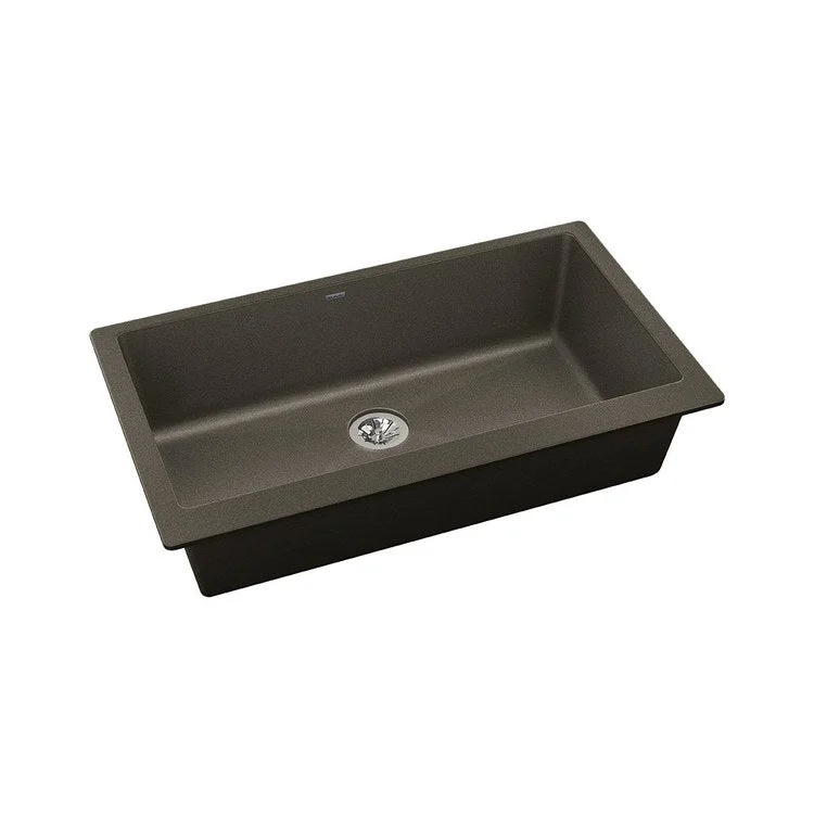 kitchen sink drain jute-Kitchen Sink Quartz Luxe 36 x 19 Inch Single Bowl Perfect Drain Chestnut Undermount