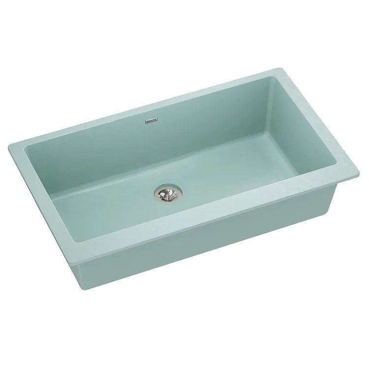 kitchen sink drain glass-Kitchen Sink Quartz Luxe 36 x 19 Inch Single Bowl Perfect Drain Mint Creme Undermount