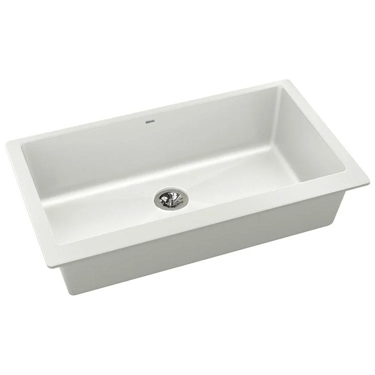 kitchen sink drain tile-Kitchen Sink Quartz Luxe 36 x 19 Inch Single Bowl Perfect Drain Parchment Undermount