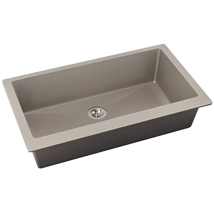 kitchen sink faucet bamboo-Kitchen Sink Quartz Luxe 36 x 19 Inch Single Bowl Perfect Drain Silvermist Undermount