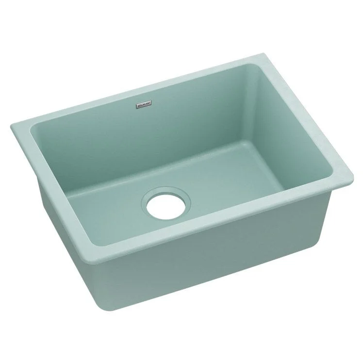 kitchen sink drain silicone-Kitchen Sink Quartz Luxe 24.5 x 18.5 Inch Single Bowl Mint Creme Undermount