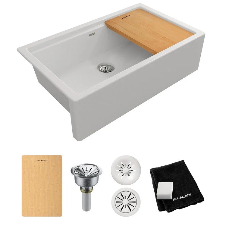 kitchen sink basin ridge-Kitchen Sink Quartz Luxe 36 x 21.5 Inch Single Bowl Perfect Drain Ricotta Farmhouse