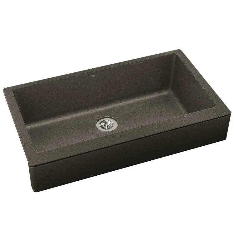 kitchen sink faucet rubber-Kitchen Sink Quartz Luxe 36 x 21 Inch Single Bowl Perfect Drain Chestnut Farmhouse