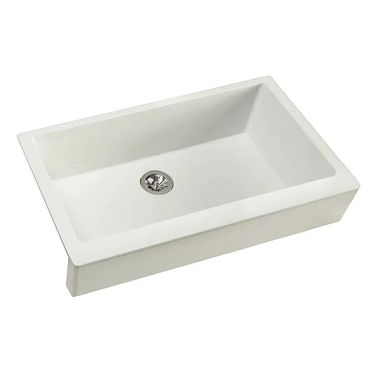 kitchen sink drain steel-Kitchen Sink Quartz Luxe 36 x 21 Inch Single Bowl Perfect Drain Ricotta Farmhouse