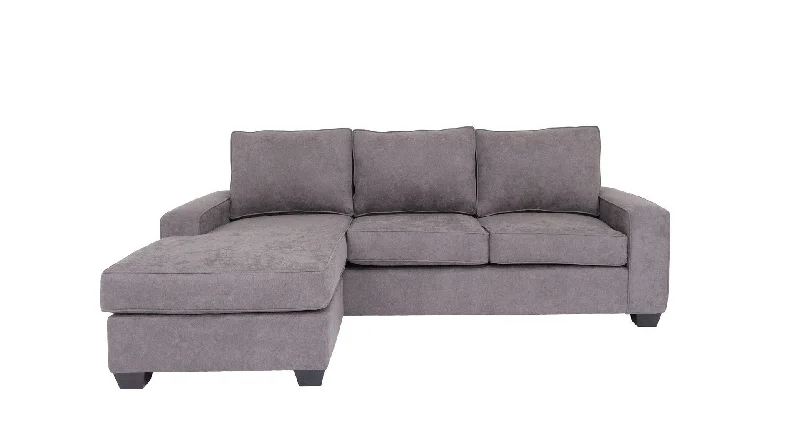 futon sofa-Gray Polyester Blend Stationary L Shaped Two Piece Corner Sectional