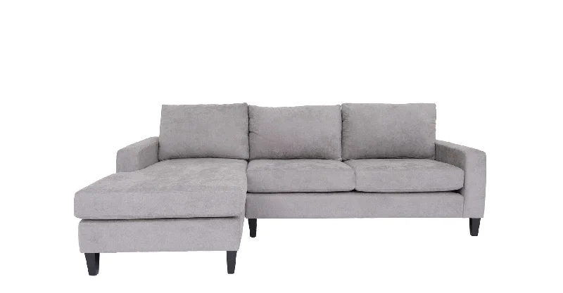 plush sofa-Gray Polyester Blend Stationary L Shaped Two Piece Corner Sectional