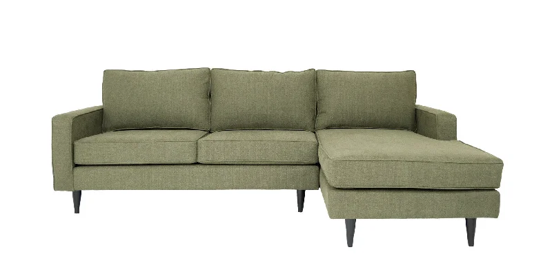 minimalist sofa-Green Polyester Blend Stationary L Shaped Two Piece Corner Sectional