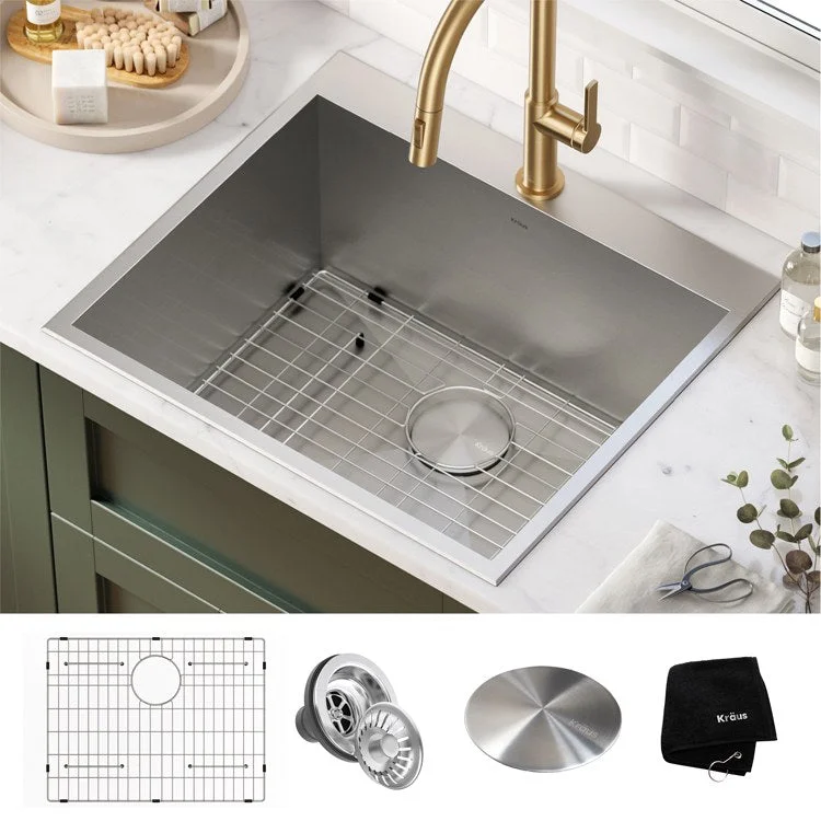 kitchen sink basin blue-Standart Pro 25" Single Bowl 16-Gauge Stainless Steel Deep Dual-Mount Laundry/Utility Sink