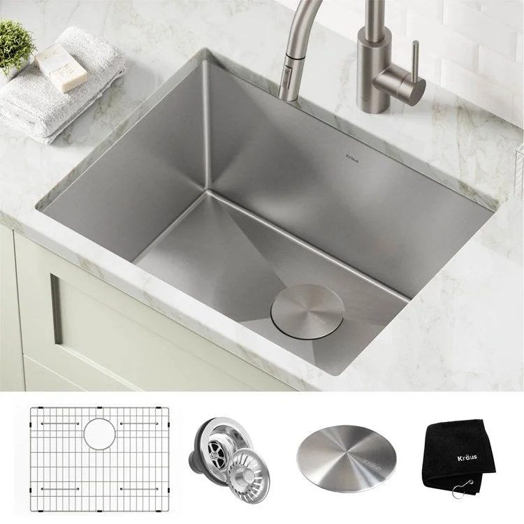 kitchen sink drain gray-Standart Pro 24" Single Bowl 16-Gauge Stainless Steel Undermount Laundry/Utility Sink