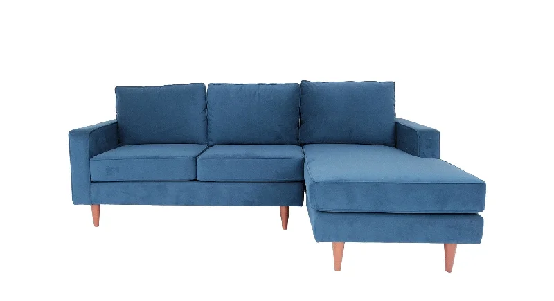 cozy sofa-Navy Blue Polyester Blend L Shaped Two Piece Corner Sectional