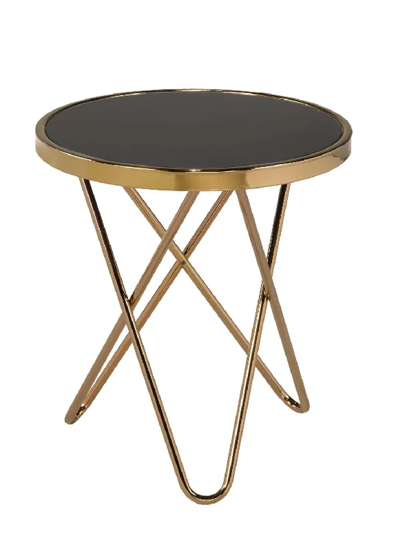 how to repair a scratched disc-Tinsley 17.5" Accent Table - Black and Rose Gold