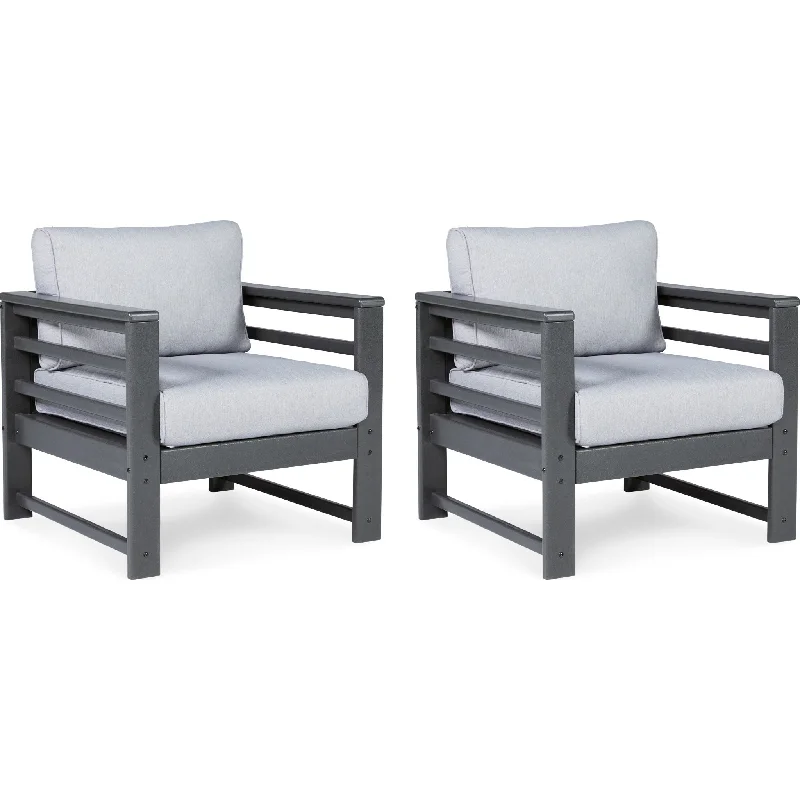 oak-seat raw chair-Amora Outdoor Lounge Chair with Cushion (set of 2) - Charcoal Gray