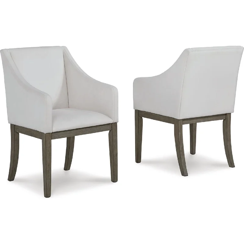 mahogany-seat lightweight chair-Anibecca Arm Chair - Gray/Off White - (D970-01A)