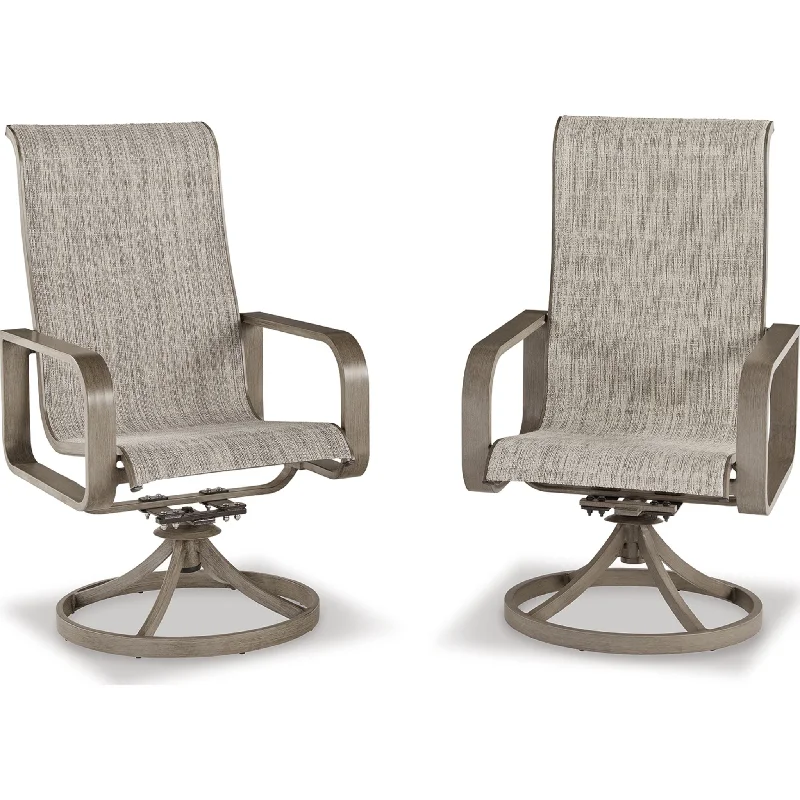 thin copper chair-Beach Front Outdoor Sling Swivel Chair (set of 2) - Beige