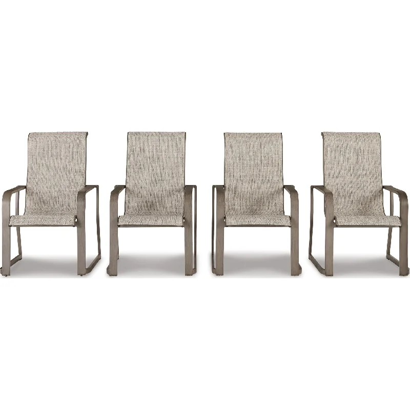 chunky bronze chair-Beach Front Outdoor Sling Arm Chair (set of 4) - Beige