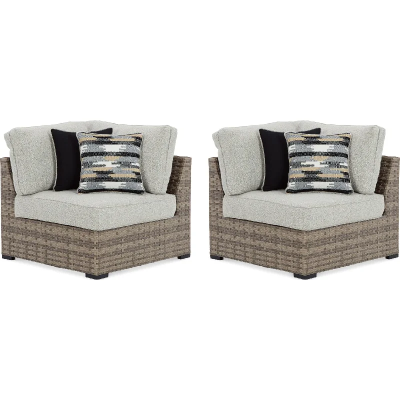 spacious European chair-Calworth Outdoor Corner Chair with Cushion (set of 2) - Beige