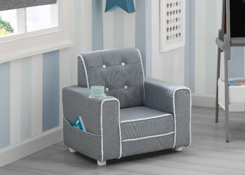 deep-seat bohemian chair-Chelsea Kids Upholstered Chair with Cup Holder