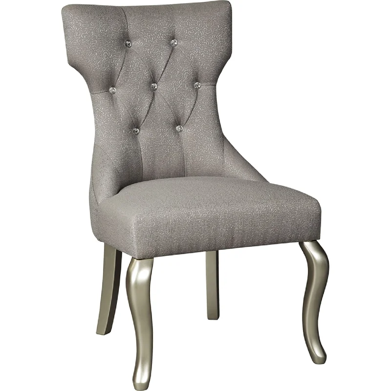 velvet chair-Coralayne Side Chair - Silver/White - (D650-03)