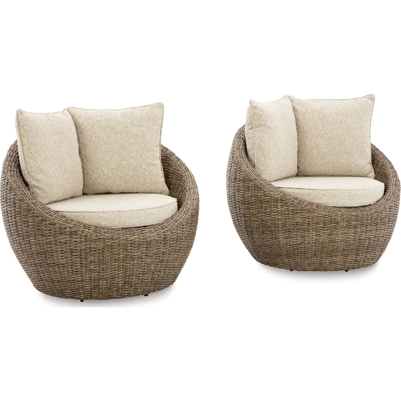 industrial chair-DANSON Outdoor Swivel Lounge Chair w/Cushion (set of 2) - Beige