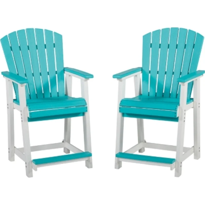 reading chair-Eisely Outdoor Barstool (set of 2) - Turquoise/White