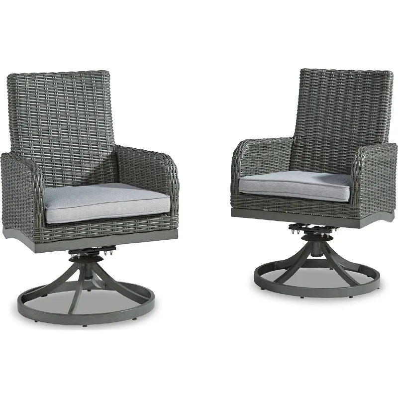 soft chair-Elite Park Outdoor Swivel Chair w/Cushion (set of 2) - Gray