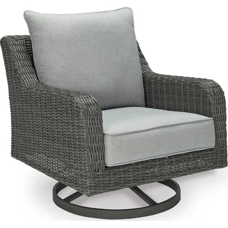 tufted chair-Elite Park Outdoor Swivel Lounge Chair with Cushion - Gray