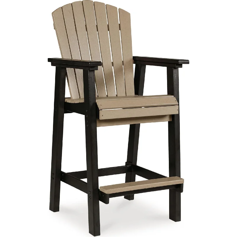 curved-back chair-Fairen Trail Outdoor Barstool (set of 2) - Black/Driftwood