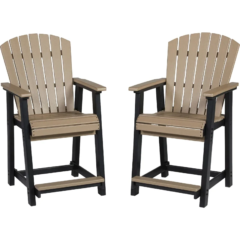 open-back chair-Fairen Trail Outdoor Barstool (set of 2) - Black/Driftwood