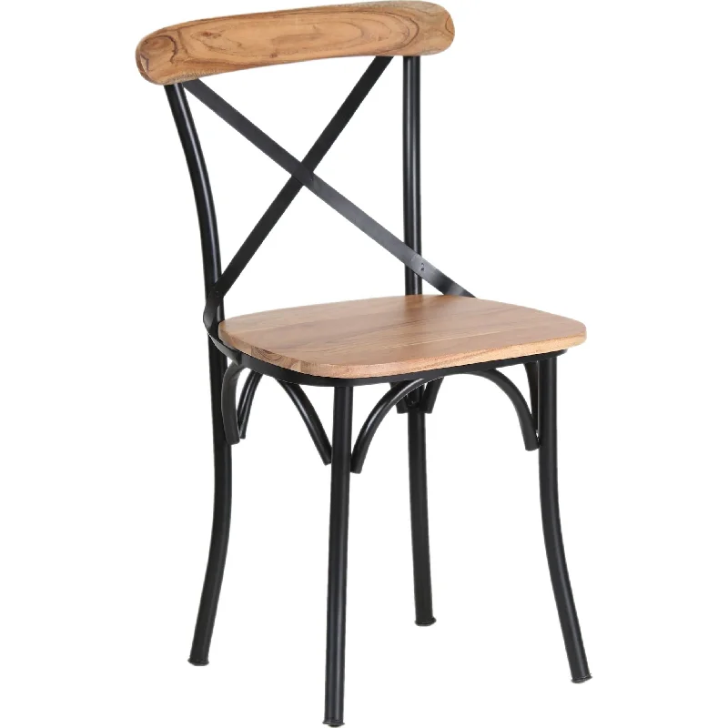 cushioned-back silver chair-Franko Side chair - Natural Wood/Black Iron - (BISCH35-WBK)