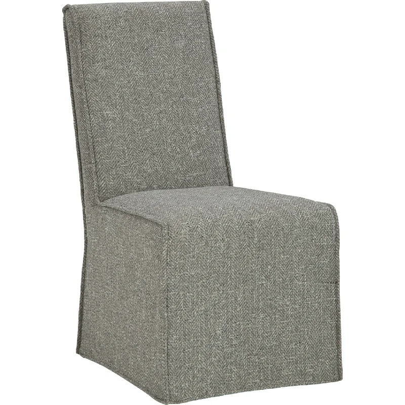 fabric-back chair-Hennington Side Chair - Grayish Brown - (D756-03)