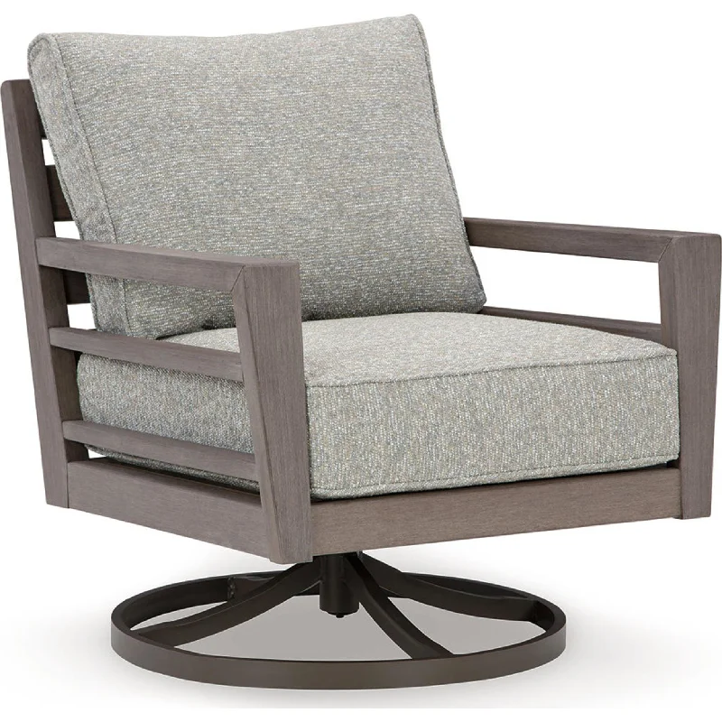 acrylic-back chair-Hillside Barn Outdoor Swivel Lounge Chair with Cushion - Gray/Brown