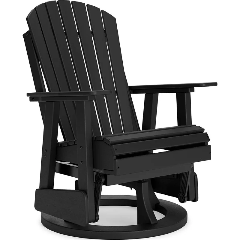 comfortable-back chair-Hyland Wave Outdoor Swivel Glider Chair - Black