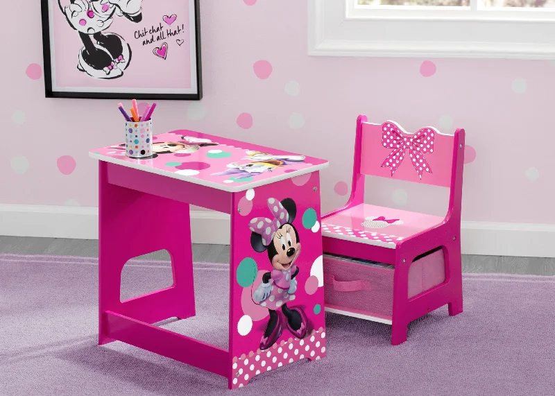 affordable-back aged chair-Minnie Mouse Kids Wood Desk and Chair Set