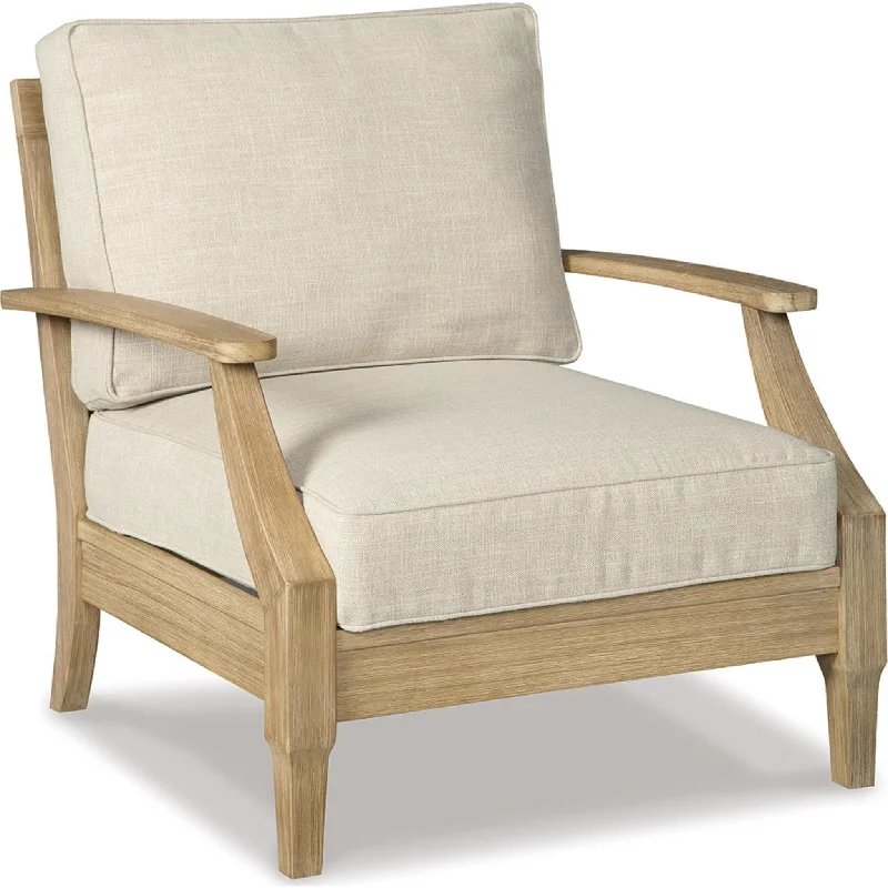 high-back chair-Clare View Outdoor Lounge Chair with Cushion - Beige