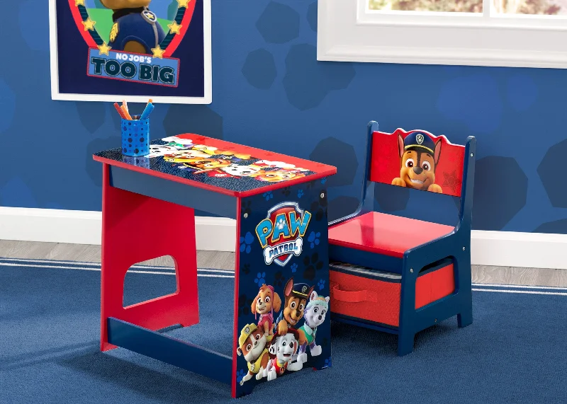 comfortable-back distressed chair-PAW Patrol Kids Wood Desk and Chair Set