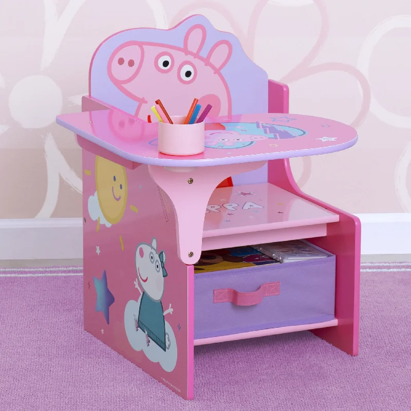 straight-back gold chair-Peppa Pig Chair Desk with Storage Bin