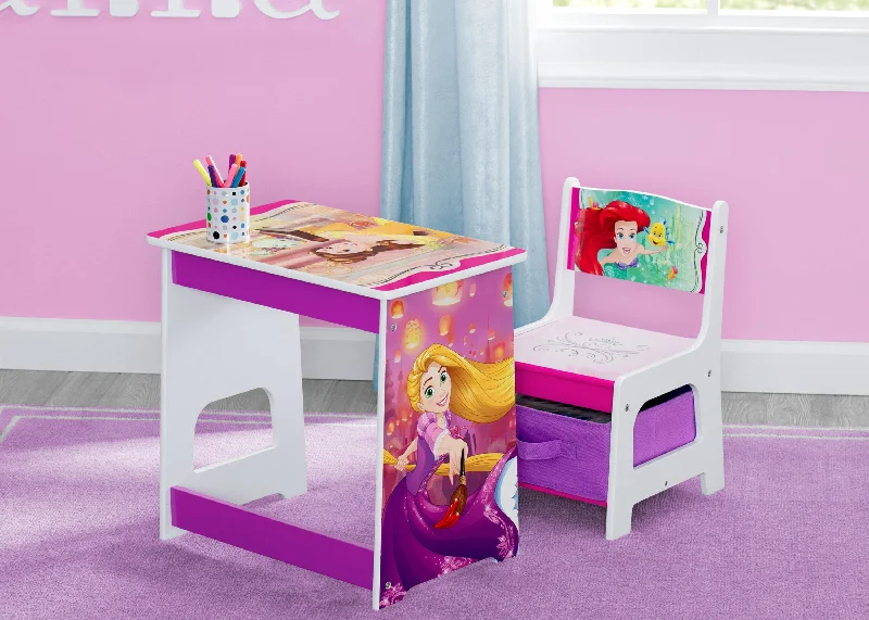 stylish-back weathered chair-Princess Kids Wood Desk and Chair Set