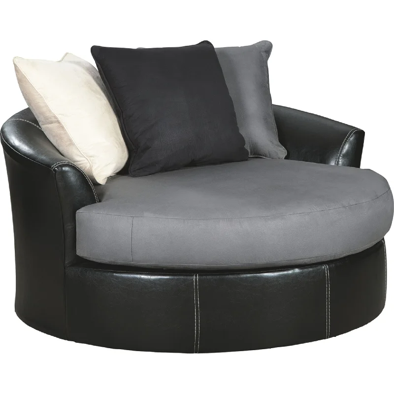 shallow-seat chair-Jacurso Swivel Chair - Charcoal