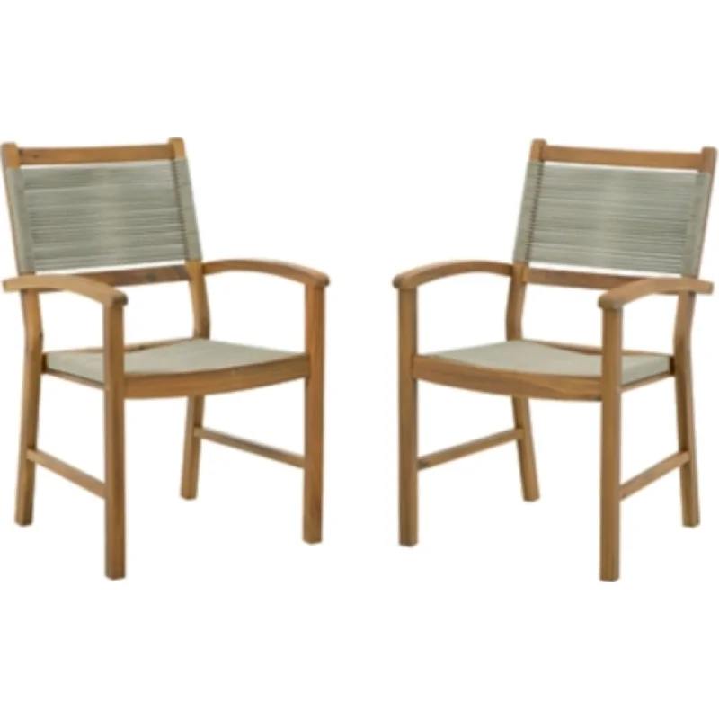 soft-seat chair-Janiyah Outdoor Arm Chair (set of 2) - Light Brown