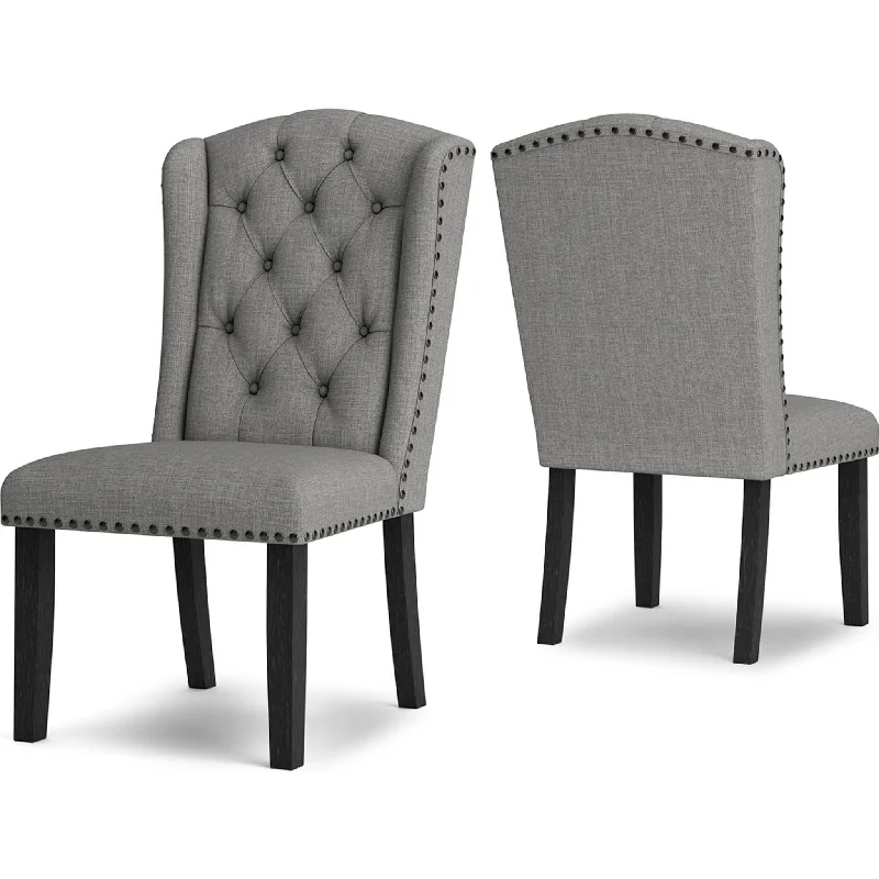 leather-seat chair-Jeanette Side Chair - Gray - (D702-02)