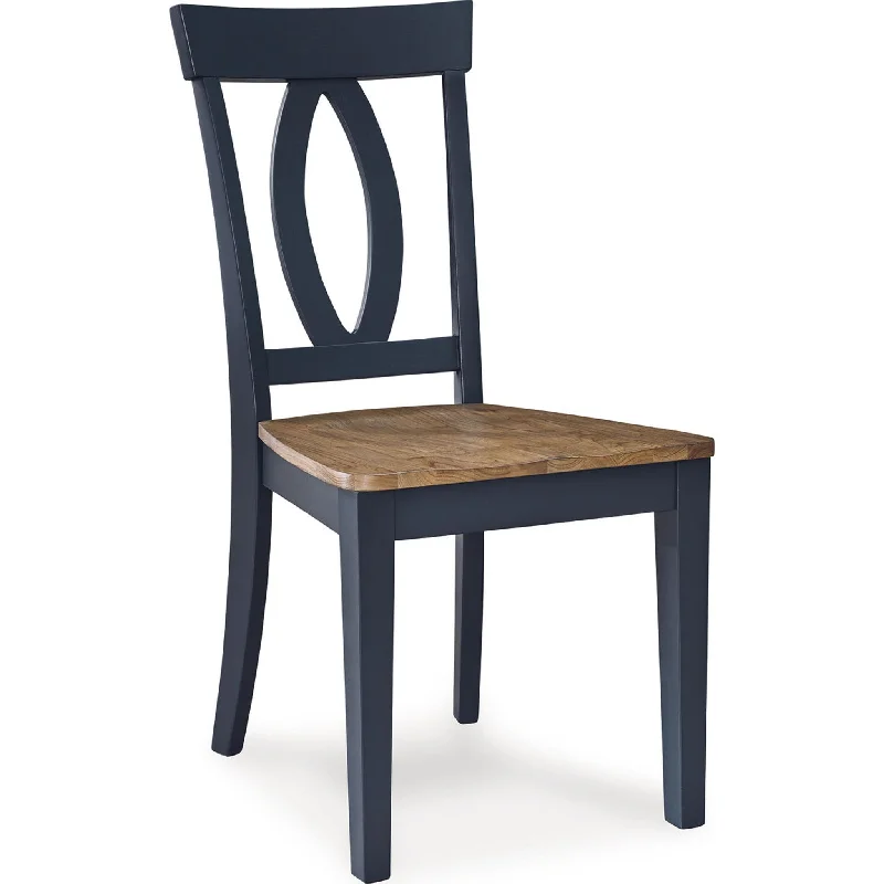 oak chair-Landocken Side Chair - Brown/Blue - (D502-01)